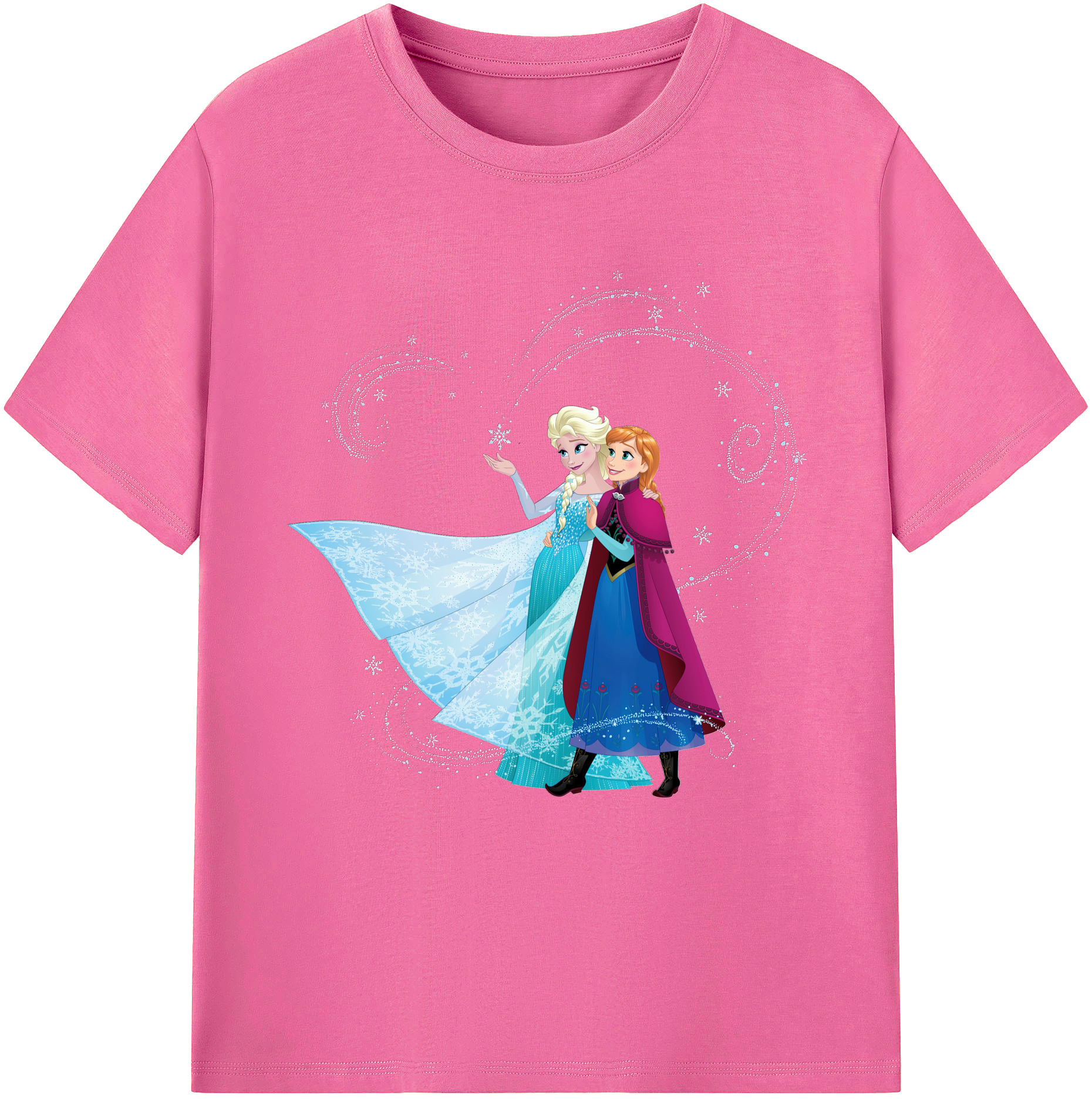 （画像用） アナと雪の女王 アンナ エルサ Frozen Anna Elsa レディースカジュアルプリントTシャツ（綿100％）